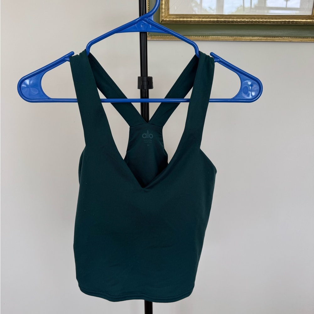 ALO Yoga Dark Green/blue set/teal Air Brush Real Bra + legging